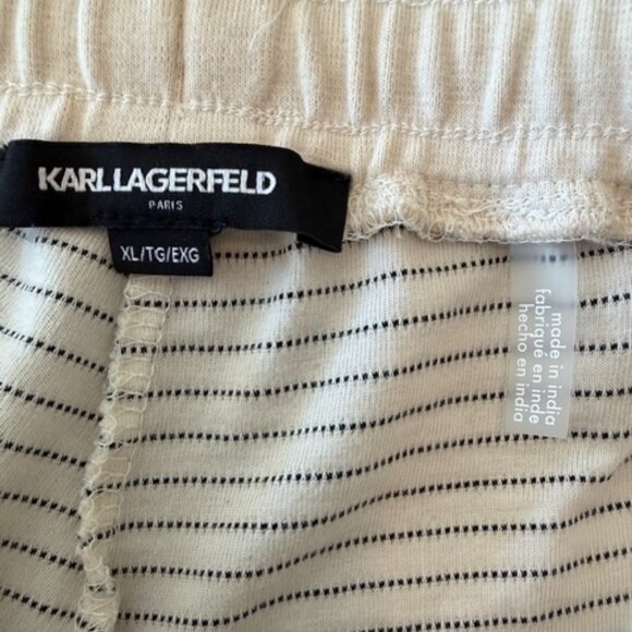 Karl Lagerfeld Mens Textured Stripe Drawstring Shorts Off white/Navy XL Preppy - Picture 4 of 7